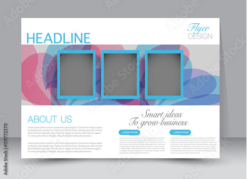 Flyer, brochure, billboard template design landscape orientation for education, presentation, website. Pink and blue color. Editable vector illustration.