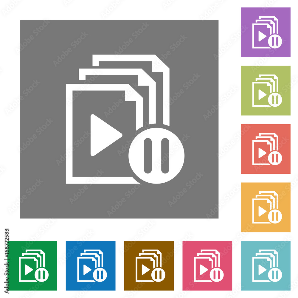 Pause playlist square flat icons Pause playlist square flat icons