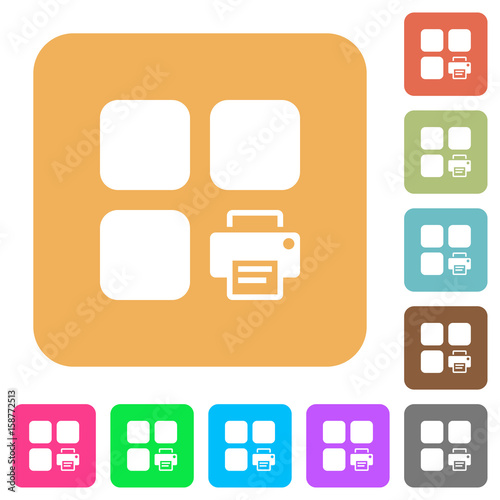 Print component rounded square flat icons