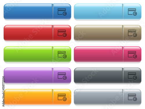 Euro credit card icons on color glossy, rectangular menu button