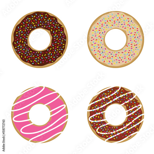 donuts sweet and fresh set illustration