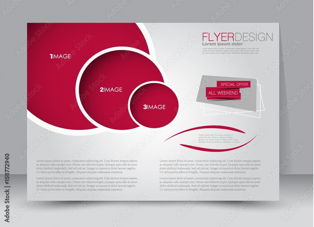 Fototapeta premium Flyer, brochure, billboard template design landscape orientation for education, presentation, website. Red color. Editable vector illustration.