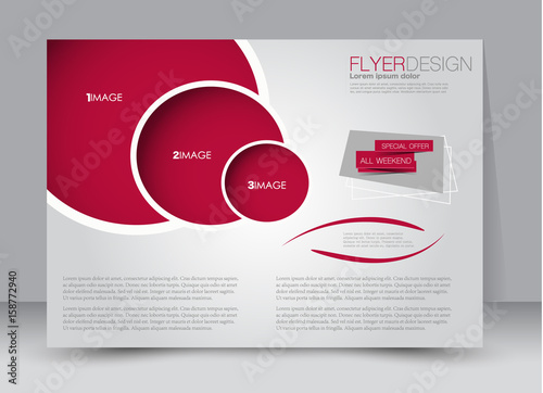 Flyer, brochure, billboard template design landscape orientation for education, presentation, website. Red color. Editable vector illustration.
