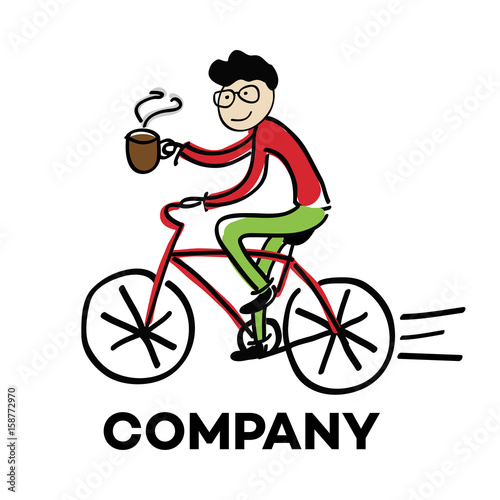 Cyclist with coffee logo