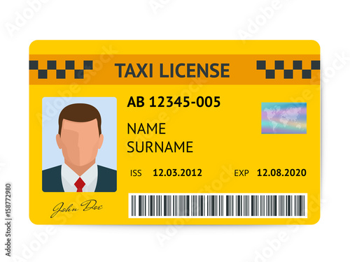 Taxi license symbol vector illustration. Document taxi driver isolated on white background.