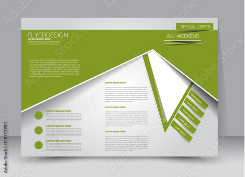 Flyer, brochure, billboard template design landscape orientation for education, presentation, website. Green color. Editable vector illustration.