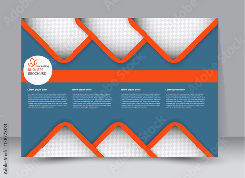 Flyer, brochure, billboard template design landscape orientation for education, presentation, website. Blue and orange color. Editable vector illustration.