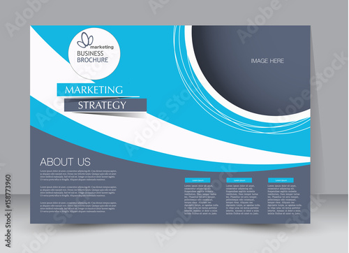 Flyer, brochure, billboard template design landscape orientation for education, presentation, website. Blue color. Editable vector illustration.
