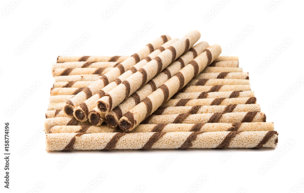 wafer rolls with chocolate isolated wafer rolls with chocolate isolated
