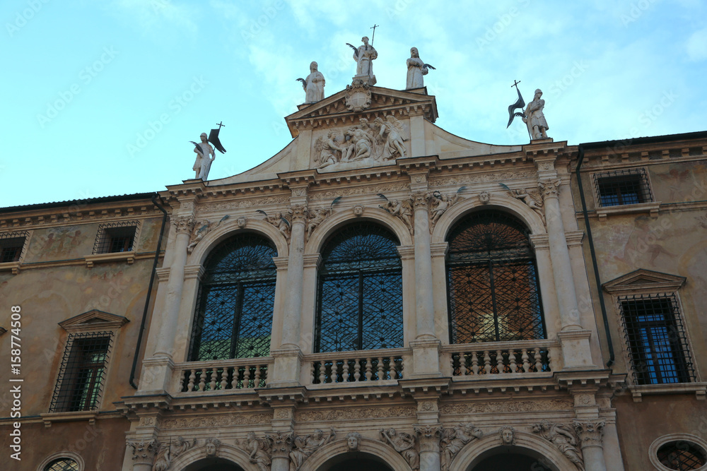 facade of ancient church called San Vincenzo in Vicenza City in