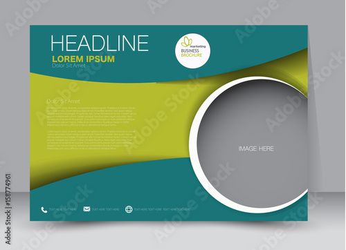 Flyer, brochure, billboard template design landscape orientation for education, presentation, website. Green color. Editable vector illustration.