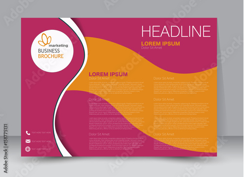 Flyer, brochure, billboard template design landscape orientation for education, presentation, website. Pink and orange color. Editable vector illustration.
