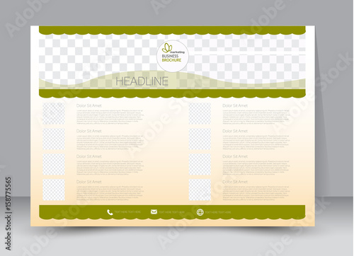 Flyer, brochure, billboard template design landscape orientation for education, presentation, website. Green color. Editable vector illustration.