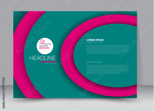 Flyer, brochure, billboard template design landscape orientation for education, presentation, website. Pink and green color. Editable vector illustration.
