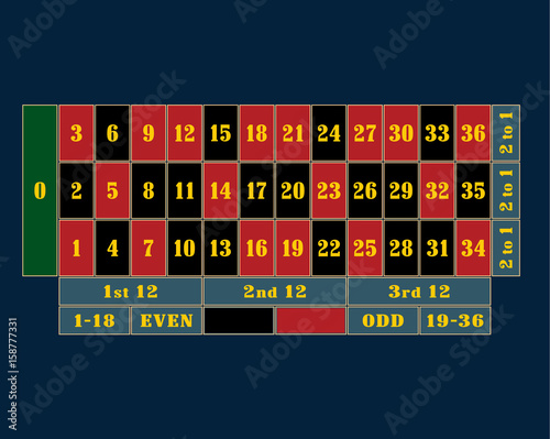 Traditional European Roulette Table vector illustration