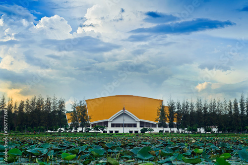 Картината върху платно Khonkaen, Thailand - June, 07,2017: Golden Jubilee Convention Hall, located at the entrance to Khon Kaen University on Maliwan Road , On June, 07,2017, in Khonkaen, THAILAND