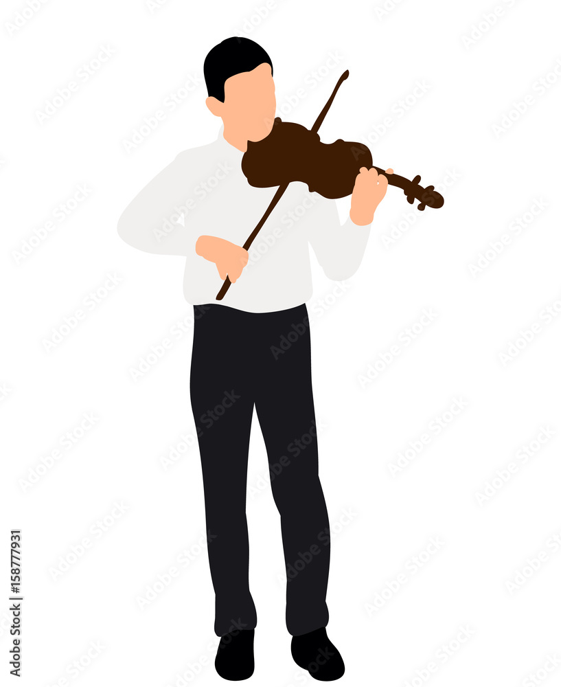 Vector, isolated, guy playing the violin, symbol, flat style symbol Vector, isolated, guy playing the violin, symbol, flat style symbol
