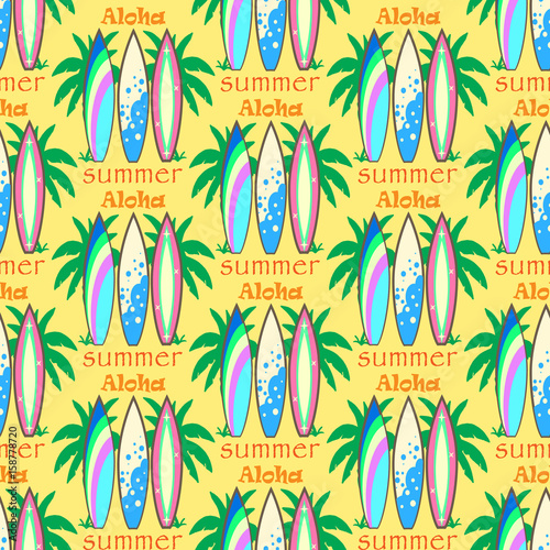 Vector modern colorful surfboard set