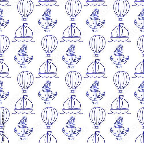Vector illustration with a pattern in the form of an anchor and a balloon, for a fabric, wallpaper, gift wrapping