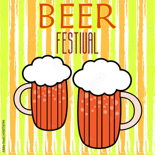 Handdrawin lettering for beer house with mug of craft beer. Brewery poster. Vector illustration - isolated and easy to use.