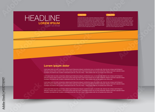 Flyer, brochure, billboard template design landscape orientation for education, presentation, website. Red and orange color. Editable vector illustration.