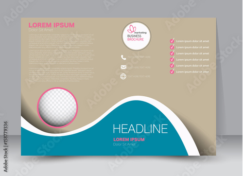 Flyer, brochure, billboard template design landscape orientation for education, presentation, website. Pink and blue color. Editable vector illustration.