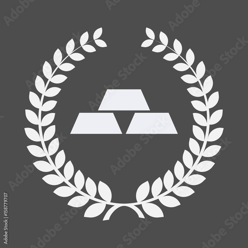 Isolated laurel wreath with three gold bullions