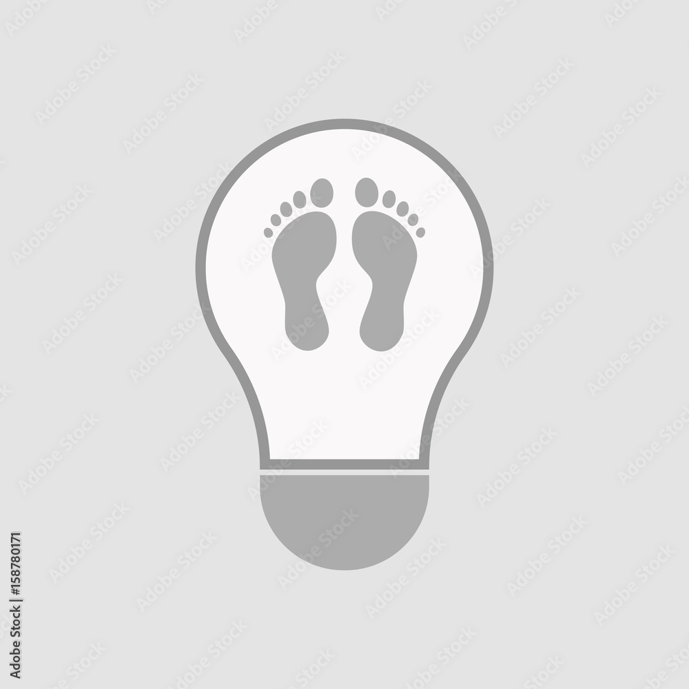 Isolated light bulb with two footprints Isolated light bulb with two footprints