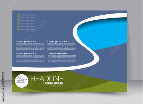Flyer, brochure, billboard template design landscape orientation for education, Blue and green color. Editable vector illustration.