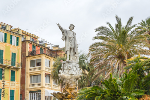 The Columbus Fountain Monument on the promenade  in Santa Margherita Ligure, Italy