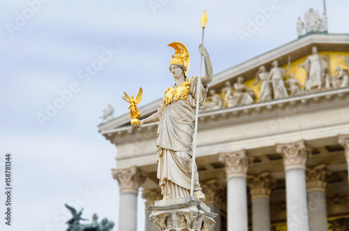 Photography Statue of Pallas Athena in front of the Austrian Parliament in Vienna
