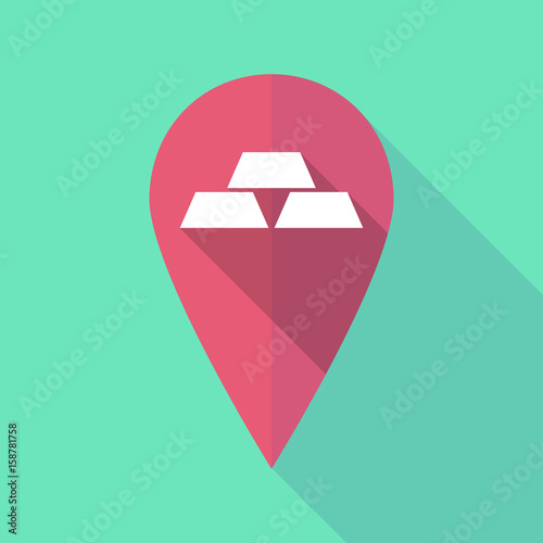 Long shadow map mark with three gold bullions