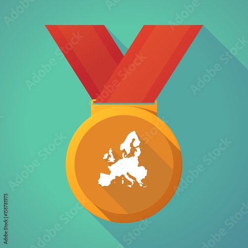 Long shadow medal with  a map of Europe