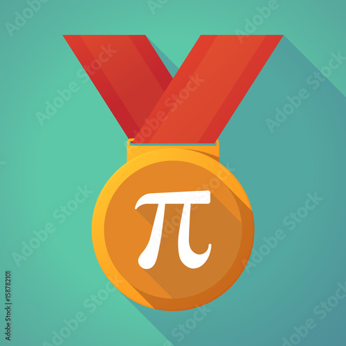 Long shadow medal with the number pi symbol