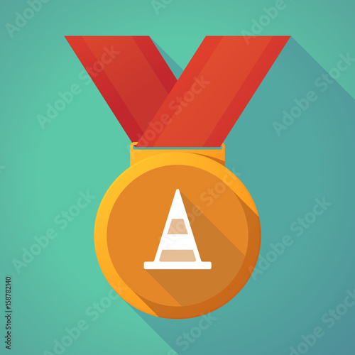 Long shadow medal with a road cone