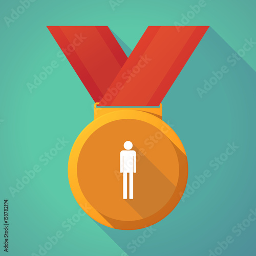 Long shadow medal with a male pictogram