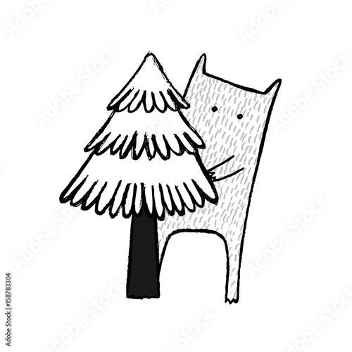 Scared Monster, hand drawn vector illustration