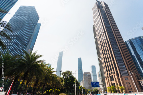 skyscrapers along street in Guangzhou city © vvoe