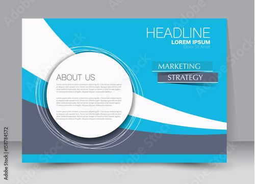 Flyer, brochure, billboard template design landscape orientation for education, presentation, website. Blue  color. Editable vector illustration.
