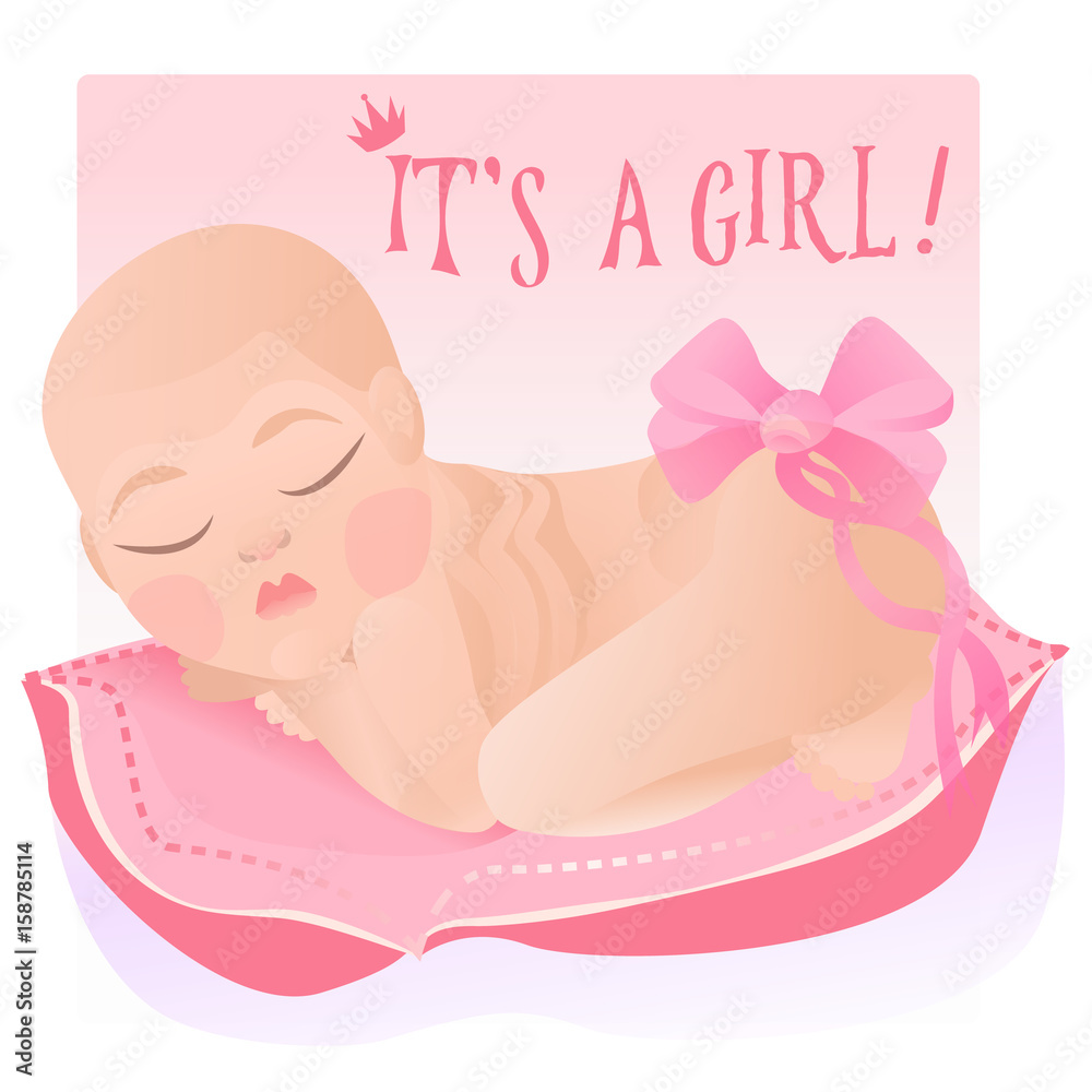 It's a girl card vector template It's a girl card vector template