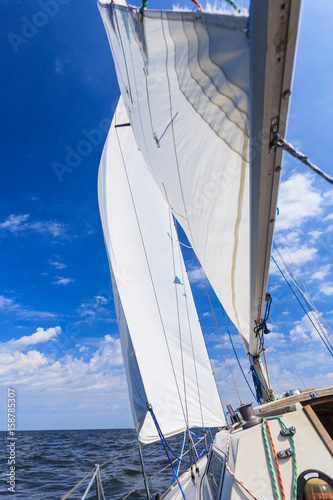 Yachting yacht sailboat sailing in sea ocean © Voyagerix