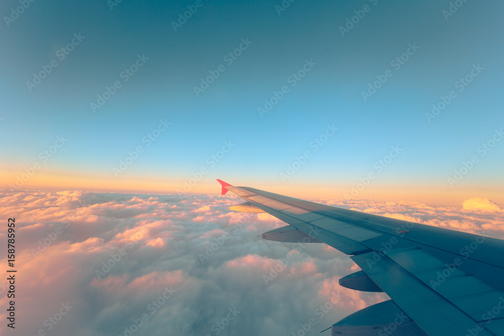 Obraz premium View from plane window, cloud sky