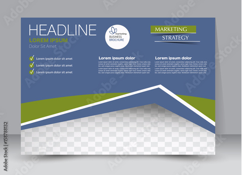 Flyer, brochure, billboard template design landscape orientation for education, presentation, website. Green and blue color. Editable vector illustration.
