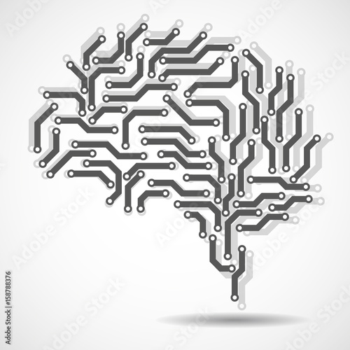Technological brain. Circuit board. Abstract vector background