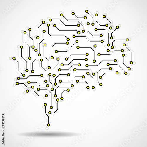 Technological brain. Circuit board. Abstract vector background