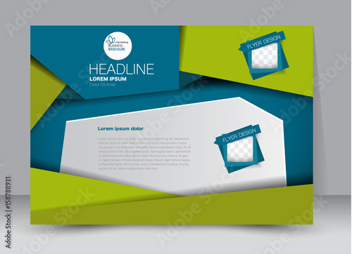 Flyer, brochure, billboard template design landscape orientation for education, presentation, website. Blue and green color. Editable vector illustration.