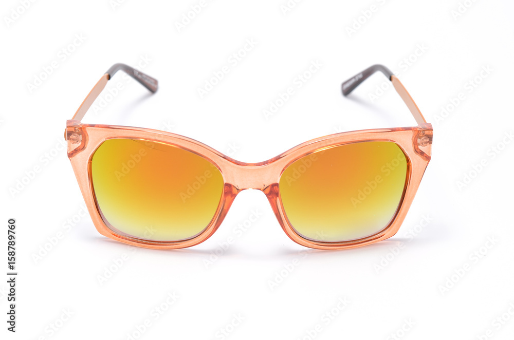Sunglasses in a transparent yellow frame isolated on white Sunglasses in a transparent yellow frame isolated on white