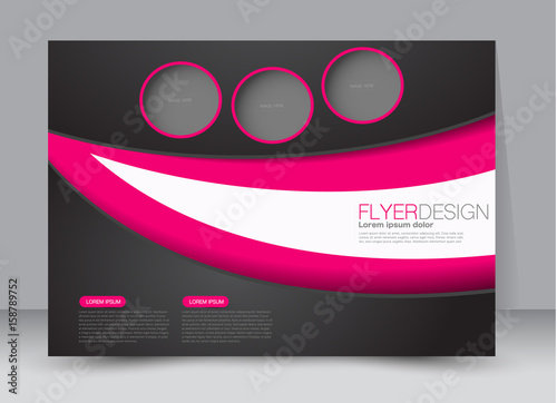 Flyer, brochure, billboard template design landscape orientation for education, presentation, website. Pink and black color. Editable vector illustration.