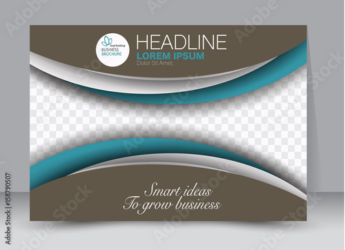 Flyer, brochure, billboard template design landscape orientation for education, presentation, website. Brown and blue color. Editable vector illustration.