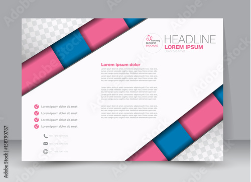 Flyer, brochure, billboard template design landscape orientation for education, presentation, website. Pink and blue color. Editable vector illustration.